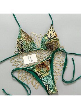 Multicolor Sexy Women's Leopard Zebra Print Pattern Bikini  Set